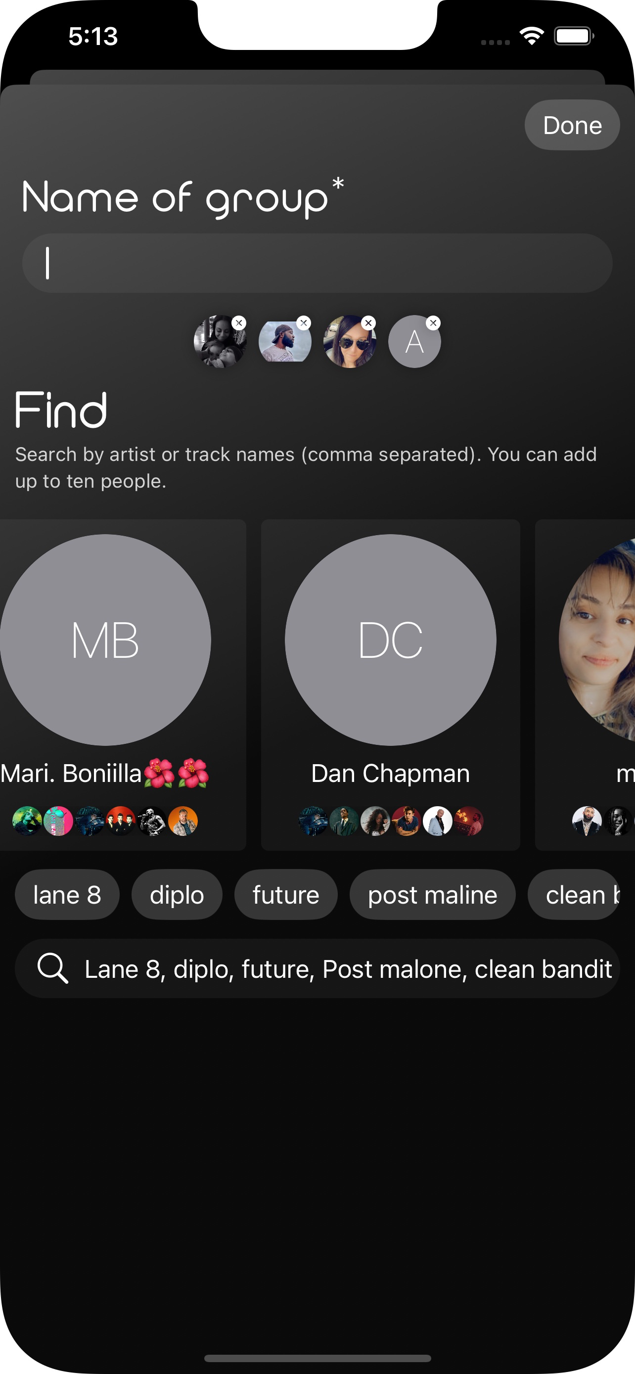 Group Creation Screen